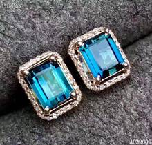 KJJEAXCMY-pendientes de Topacio azul natural para mujer, de Plata de Ley 925 con incrustaciones, nuevos pendientes vintage de soporte para oreja 2024 - compra barato