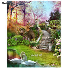 Garden swan DIY Diamond Painting tree natural scenery 5D Diamant Embroidery Mosaic Full Square/Round Drill puzzle Decor EE1062 2024 - buy cheap