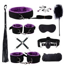 Adult Game Leather Bondage Sex Blindfold Whip Handcuffs Bondage Rope bdsm Restraints Kit SM toys Sex Toy For Couples Sex Product 2024 - buy cheap