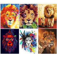 Colorful Lions Animals Pictures DIY Painting By Numbers Modern Hand Painted Oil Painting Unique Gift For Children 40*50cm Frame 2024 - buy cheap