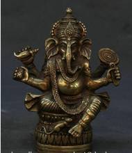 YM  306  5" Tibet Buddhism Brass Ganesh Lord Ganesha Elephant God Buddha Figurine Statue 2024 - buy cheap