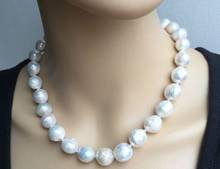 Collar clásico de perlas blancas naturales, 12-13MM, 18 pulgadas, barroco del Mar del Sur 2024 - compra barato