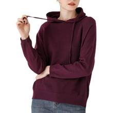 Весенне-осенний Хлопковый вязаный свитер с капюшоном Женский Повседневный Свободный пуловер 2024 - купить недорого