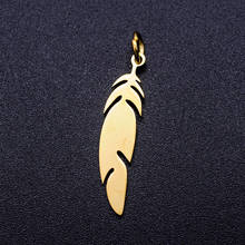 5pcs/lot 316L Stainless Steel Feather DIY Charm  Pendants for Necklaces Never Tarnish AAAA Quality 2024 - buy cheap