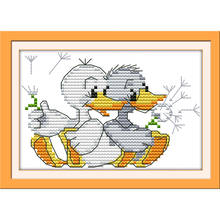 Everlasting Love Two Little Ducks Chinese Cross Stitch Kits  Ecological Cotton Stamped 11 14CT DIY New Year Decorations For Home 2024 - buy cheap