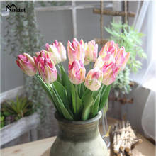 Tulipanes artificiales de Flores, tulipanes artificiales de tacto Real, impresión 3D grande, tulipán blanco para el hogar, boda, bricolaje, Flores decorativas, Flores falsas, 5 uds. 2024 - compra barato