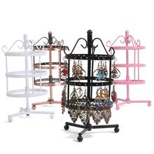 72 Holes Metal Jewelry Rack Necklace / Rings  Holder Organizer Hanging Rotary Display Stand Decor Gift For Women Accessories New 2024 - buy cheap