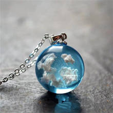 Chic Transparent Resin Rould Ball Moon Pendant Necklace Women Blue Sky White Cloud Chain Necklace Fashion Jewelry Gifts For Girl 2024 - buy cheap