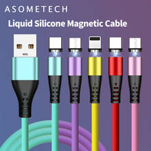 360 Rotate Liquid Silicone LED Magnetic Cable Micro USB Type C Cable USB C to USB Cable For iPhone 8 7 6 Samsung Xiaomi Huawei 2024 - buy cheap