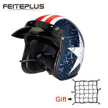 3/4 Open Face Helmet Motorcycle Unisex Adult Helmet Retro Locomotive Electric Vehicle Half Helmet Captain America For Harley 2024 - buy cheap