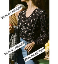 Женская блузка Elfbop, из 100% вискозы, с V-образным вырезом и цветочным принтом, с регулируемым шнурком, 2020 2024 - купить недорого