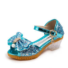 Girls sandals rhinestone butterfly Latin dance shoes children high-heeled glitter leather party princess shoes 2024 - buy cheap