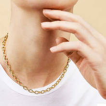 Joolim-collar de cadena de eslabones de alta gama, gargantilla de acero inoxidable de Color dorado, a la moda, venta al por mayor 2024 - compra barato
