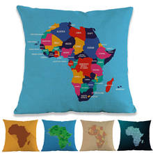 Capa de almofada decorativa mapa dos países africanos, áfrica, território, linha de demolição, geométrico, casa, sofá, sala, escola 2024 - compre barato