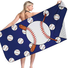 Прямоугольное пляжное полотенце с Бейсбольным принтом, мягкое быстросохнущее легкое полотенце из микрофибры для плавания, путешествий, йоги, душа 2024 - купить недорого
