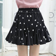 kawaii pleated black chiffon short school skirts womens 2021 summer cute flower korean woman skort mini tutu skater skirt c57 2024 - buy cheap