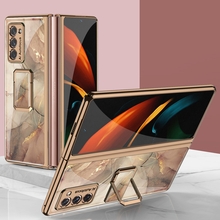 Роскошный чехол для Samsung Galaxy Z Fold2, чехол с покрытием и кольцом на палец, жесткий стеклянный защитный чехол для Galaxy Z Fold 2 5G 2024 - купить недорого