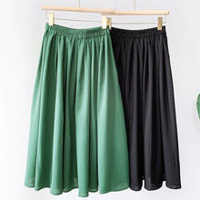 Knee-Length Summer Women Pleated Skirt Female Black Green High Waist Chiffon A-Line Skirt Korean Fashion Sun School Skirts Lady 2024 - buy cheap