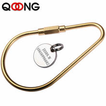QOONG Custom Lettering Copper Men' Strap Keyholder Metal Keychain Lucky Gourd Pure Handmade Brass Car Key Chain Ring Holder T06 2024 - buy cheap