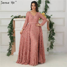 Serene Hill-vestido de noche de manga larga con flores y perlas, vestido Formal de fiesta, color rosa rubor, hecho a mano, 2020 2024 - compra barato