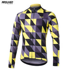 ARSUXEO Men's Winter Cycling Jersey Long Sleeve Fleece Warm Pro Team Bike Jerseys MTB Bicycle Clothing Elastic Breathable  ZFX 2024 - buy cheap