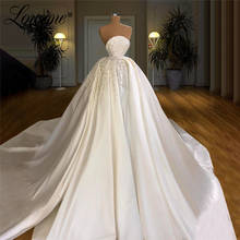Gorgeous Satin Muslim Bridal Gowns Beading Customized Long Dubai Arabic Wedding Dresses Vestido De Noiva Bride Dresses 2020 2024 - buy cheap
