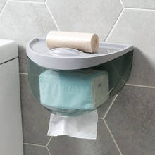 Dispensador de rollos de papel higiénico montado en la pared, soporte de papel de plástico sin perforaciones, caja de almacenamiento de pañuelos impermeable para Baño 2024 - compra barato