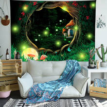 Simsant Psychedelic Forest Tapestry Firefly World Map Art Wall Hanging Tapestries for Living Room Bedroom Home Dorm Decor 2024 - buy cheap