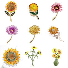 Fashion Crystal Sunflower Brooch Pin Collar Badge Corsage Jewelry Accessories 2024 - buy cheap