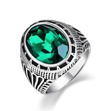 Ethic Men's Ring Vintage Stainless Steel Ring Blue Green Red Crystal Inlay Totem Wedding Band Anniversary Birthday Ring Anillos 2024 - buy cheap