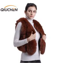 Qiuchen-colete curto de pele de raposa real, modelo pj1807 2020, frete grátis, alta qualidade 2024 - compre barato
