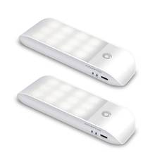 Paquete de 2 luces con Sensor de movimiento, luz nocturna para armario, luz alimentada por batería recargable por USB con 24 LED, tira magnética extraíble 2024 - compra barato
