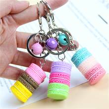 Macaron dessert Resin Biscuit Key Chains Lovely Bag Charms Bell Keychain Chaveiro Llaveros Fashion Metal Keyring Car Key Ring 2024 - buy cheap