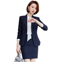 Женский деловой костюм, блейзер и жакет, деловая юбка, темно-синий костюм 2024 - купить недорого