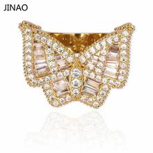 JINAO Fashion Ice Out HIP-hop AAA zircon Butterfly ring Quality Jewellery Gold Sliver-color Micro Paved ring for Man Women Gift 2024 - buy cheap