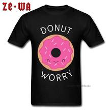 Camisetas Geek para hombres, camisa Kawaii de Donut Worry, Hip-Hop, de cuello redondo, 2018 de algodón, 100% 2024 - compra barato