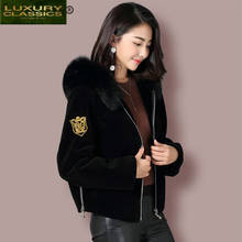 Casaco de lã feminino, pele de raposa, jaqueta coreana, quente, elegante, para mulheres, 2021 2024 - compre barato