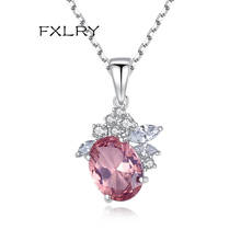 Fxlry colar de pingente com zircônio micro-embutido, versão coreana simples de rosa cz, joia feminina para casamento 2024 - compre barato