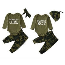 0-12M Baby Boys Girls  Romper Bodysuit Top Camo Pants Clothes 3PCS Outfit 2024 - buy cheap