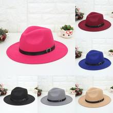 Sombreros de lana triturables para mujer, sombrero de Panamá de ala ancha con cinturón, fedora de fieltro, chapeu 2024 - compra barato