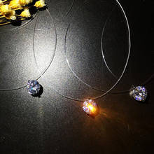 Pingente de pedras finas transparentes simples, gargantilha de tatuagem com linhas finas e transparentes, colar de joias para mulheres e bijuterias 2024 - compre barato