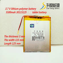 Bateria de lítio polímero 30115125, de energia litro 3.7v 3mm de largura 115mm 125mm 5500mah bateria de energia móvel tablet pc 2024 - compre barato