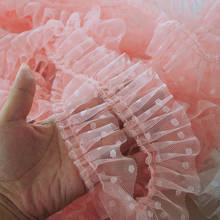 10meters Pink White Ruffled Tulle Lace Trim 5cm Wide Soft Mesh Lace with Dot For Children Skirt Dress, Dolls, Costume Design DIY 2024 - buy cheap