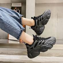 2020 outono chunky tênis para mulher moda plataforma vulcanizada sapatos senhoras malha respirável sapatos casuais mulher formadores preto 2024 - compre barato