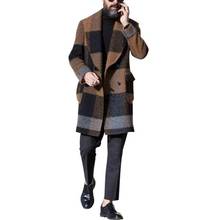 Abrigo largo de lana a cuadros para hombre, traje de una pieza para boda, traje de otoño e invierno, novedad de 2020 2024 - compra barato