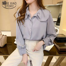 Long Sleeve Woman Shirt 2021 Autumn Solid Loose Womens Tops and Blouses New Cardigan Office Lady Clothes with Blue 10690 2024 - buy cheap