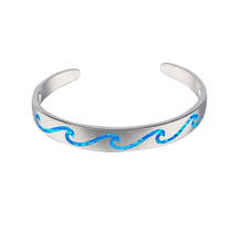 Moda fina azul fogo opala onda manguito pulseiras 925 sterling sliver jóias para mulher menina 2024 - compre barato