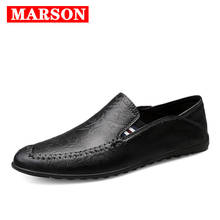 MARSON Men's Leather Shoes Adult Men Loafers Casual Shoes Moccasins for Men Fashion Shoe Leather Genuine Male Formal Footwear 2024 - buy cheap