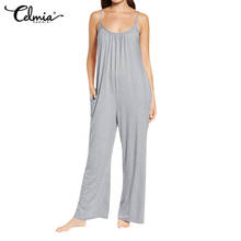 5XL Celmia 2022 Summer Women Pajamas Onesies Spaghetti Strap Sleeveless Lounge Homewear Wide Leg Pants Long Jumpsuits Sleepwear 2024 - buy cheap