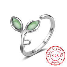 Anillos abiertos para mujer, de plata de ley 100% 925, Ópalo verde, hojas, brotes, joyería fina creativa de alta calidad 2024 - compra barato